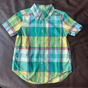 RALPH LAUREN Size 4 button down short sleeve plaid shirt kids boys 4T
